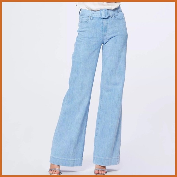 Paige Sutton Blue Wash Self Belt Buckle Denim Jeans - Picture 1 of 11